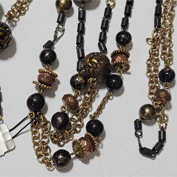 Chico's Bronze, Black, and Antique Gold Ball Link Necklace New! - Picture 5 of 6